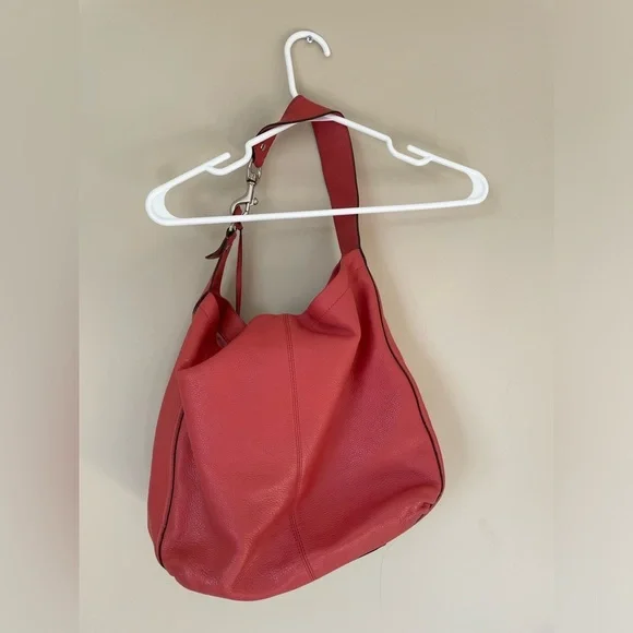 Coach Vibrant Coral Leather Hobo Bag NWOT - Picture 6 of 8